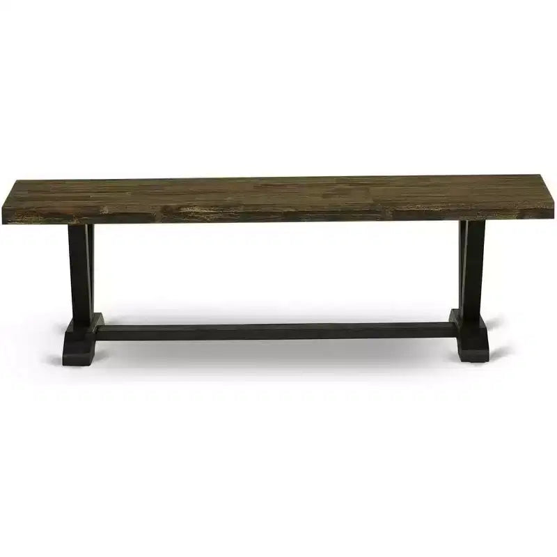 Banc de salle à manger moderne HomeStock avec assise en bois, 60x15x18 pouces, Noir/Espresso