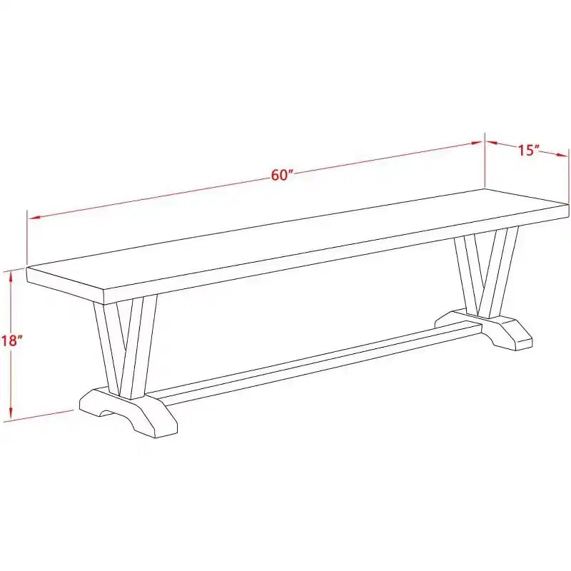 Banc de salle à manger moderne HomeStock avec assise en bois, 60x15x18 pouces, Noir/Espresso