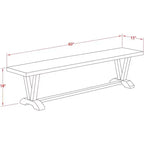 Banc de salle à manger moderne HomeStock avec assise en bois, 60x15x18 pouces, Noir/Espresso