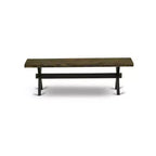 Banc de salle à manger moderne HomeStock style X avec assise en bois, 60x15x18 pouces, noir brossé