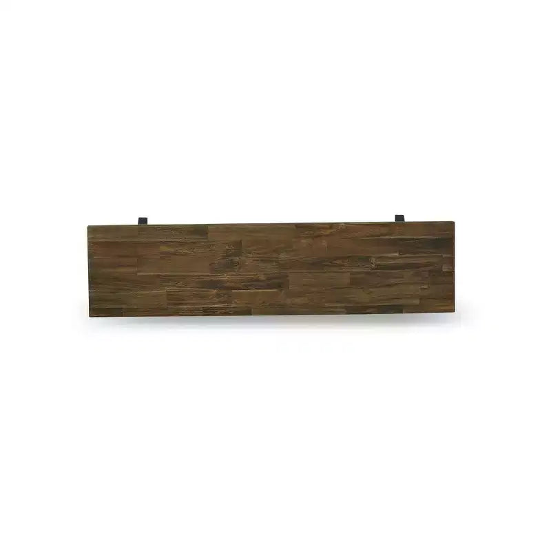 Banc de salle à manger moderne HomeStock style X avec assise en bois, 60x15x18 pouces, noir brossé