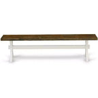 Banc de salle à manger moderne HomeStock style X avec assise en bois, 60x15x18 pouces, noir brossé