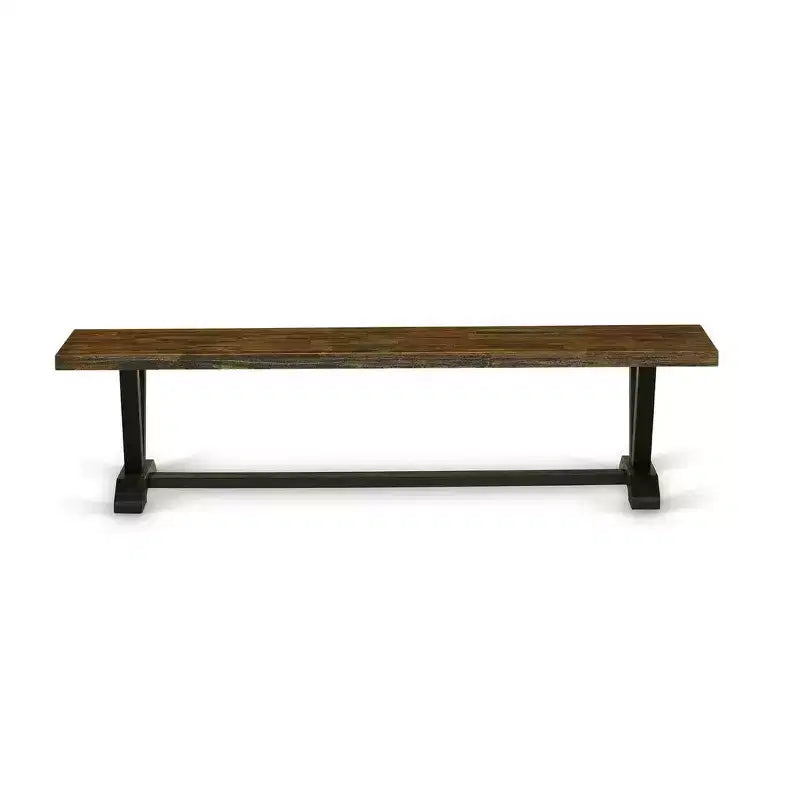 Banc de table à manger moderne HomeStock avec assise en bois, 72x15x18 pouces, noir/expresso