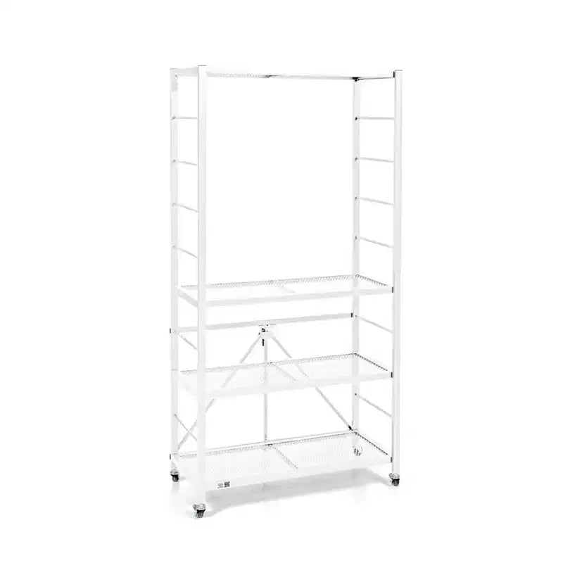 Lot de 3 étagères de rangement pliantes en acier Origami, tablettes réglables, série R2, blanc