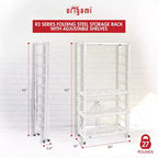 Lot de 3 étagères de rangement pliantes en acier Origami, tablettes réglables, série R2, blanc