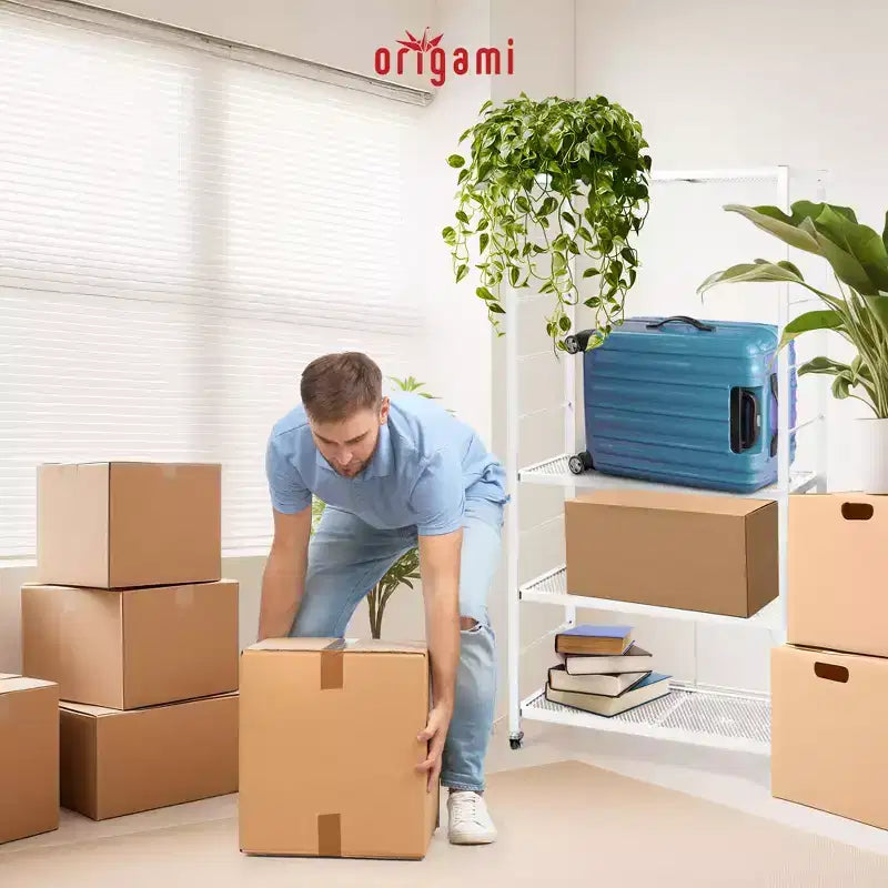 Lot de 3 étagères de rangement pliantes en acier Origami, tablettes réglables, série R2, blanc