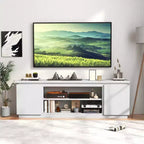 Meuble TV cheminée Costway pour téléviseurs jusqu'à 80 pouces avec cheminée électrique 3 étagères réglables Noir/Blanc