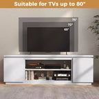 Meuble TV cheminée Costway pour téléviseurs jusqu'à 80 pouces avec cheminée électrique 3 étagères réglables Noir/Blanc