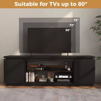 Meuble TV cheminée Costway pour téléviseurs jusqu'à 80 pouces avec cheminée électrique 3 étagères réglables Noir/Blanc