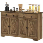 HOMCOM Buffet avec Rangement, Meuble Bas de Style Ferme avec 2 Tiroirs et Portes Coulissantes, Table de Buffet avec Étagères Réglables