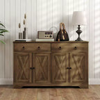 HOMCOM Buffet avec Rangement, Meuble Bas de Style Ferme avec 2 Tiroirs et Portes Coulissantes, Table de Buffet avec Étagères Réglables