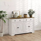 HOMCOM Buffet avec Rangement, Meuble Bas de Style Ferme avec 2 Tiroirs et Portes Coulissantes, Table de Buffet avec Étagères Réglables