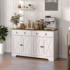HOMCOM Buffet avec Rangement, Meuble Bas de Style Ferme avec 2 Tiroirs et Portes Coulissantes, Table de Buffet avec Étagères Réglables