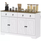HOMCOM Buffet avec Rangement, Meuble Bas de Style Ferme avec 2 Tiroirs et Portes Coulissantes, Table de Buffet avec Étagères Réglables