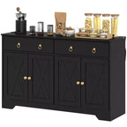HOMCOM Buffet avec Rangement, Meuble Bas de Style Ferme avec 2 Tiroirs et Portes Coulissantes, Table de Buffet avec Étagères Réglables