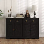 HOMCOM Buffet avec Rangement, Meuble Bas de Style Ferme avec 2 Tiroirs et Portes Coulissantes, Table de Buffet avec Étagères Réglables