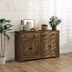 HOMCOM Buffet avec Rangement, Meuble Bas de Style Ferme avec 2 Tiroirs et Portes Coulissantes, Table de Buffet avec Étagères Réglables