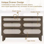 Table de chevet en rotin, Table d'appoint moderne avec 6 tiroirs, Commode étroite, Tables d'appoint pour chambre à coucher, salon