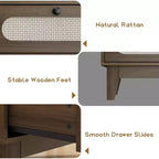 Table de chevet en rotin, Table d'appoint moderne avec 6 tiroirs, Commode étroite, Tables d'appoint pour chambre à coucher, salon