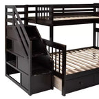 Lit superposé en L Whisen Modern Design (jumeau sur grand) avec 3 tiroirs, bureau portable et armoire