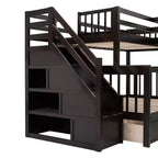 Lit superposé en L Whisen Modern Design (jumeau sur grand) avec 3 tiroirs, bureau portable et armoire