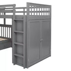 Lit superposé en L Whisen Modern Design (jumeau sur grand) avec 3 tiroirs, bureau portable et armoire