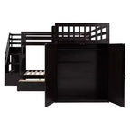 Lit superposé en L Whisen Modern Design (jumeau sur grand) avec 3 tiroirs, bureau portable et armoire