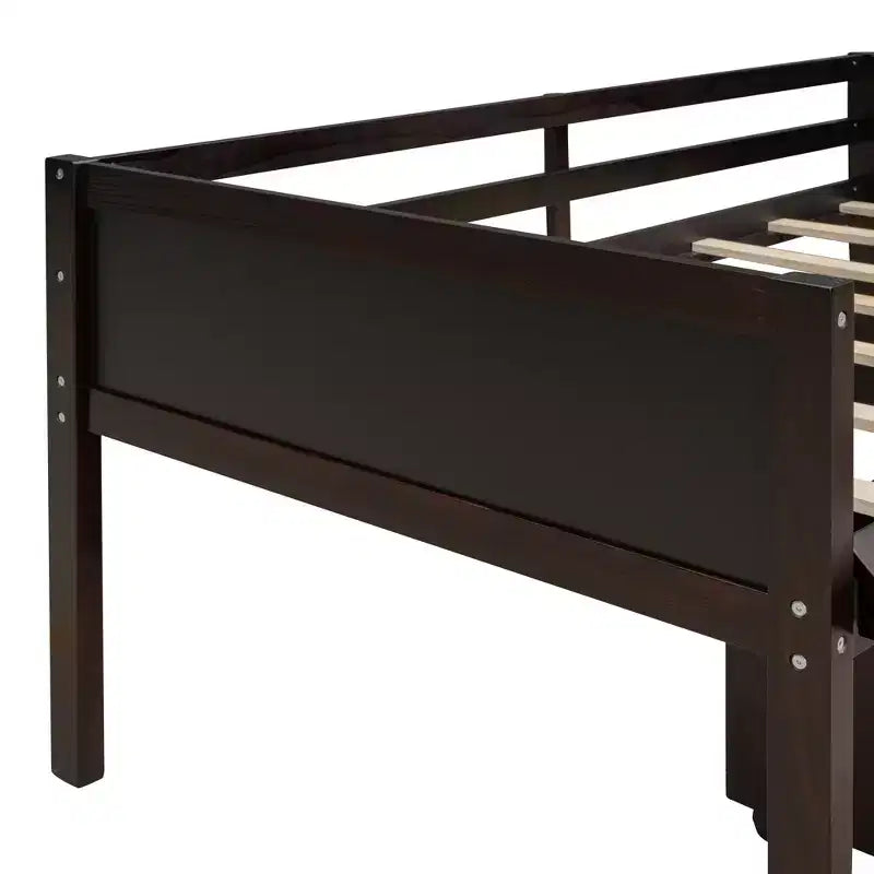 Lit mezzanine Whisen 78,5 long. x 79,2 larg. au design moderne, taille lit jumeau, en bois avec deux boîtes de rangement