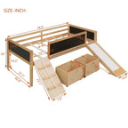 Lit mezzanine Whisen 78,5 long. x 79,2 larg. au design moderne, taille lit jumeau, en bois avec deux boîtes de rangement