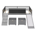 Lit mezzanine Whisen 78,5 long. x 79,2 larg. au design moderne, taille lit jumeau, en bois avec deux boîtes de rangement