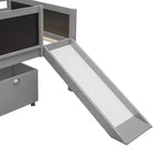 Lit mezzanine Whisen 78,5 long. x 79,2 larg. au design moderne, taille lit jumeau, en bois avec deux boîtes de rangement