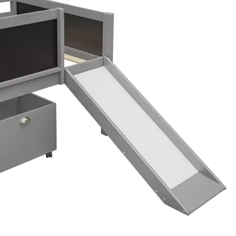 Lit mezzanine Whisen 78,5 long. x 79,2 larg. au design moderne, taille lit jumeau, en bois avec deux boîtes de rangement