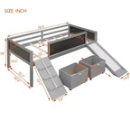 Lit mezzanine Whisen 78,5 long. x 79,2 larg. au design moderne, taille lit jumeau, en bois avec deux boîtes de rangement