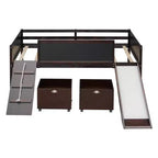 Lit mezzanine Whisen 78,5 long. x 79,2 larg. au design moderne, taille lit jumeau, en bois avec deux boîtes de rangement