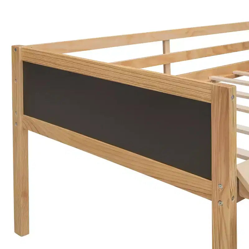 Lit mezzanine Whisen 78,5 long. x 79,2 larg. au design moderne, taille lit jumeau, en bois avec deux boîtes de rangement