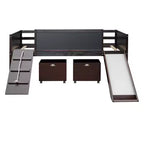 Lit mezzanine Whisen 78,5 long. x 79,2 larg. au design moderne, taille lit jumeau, en bois avec deux boîtes de rangement