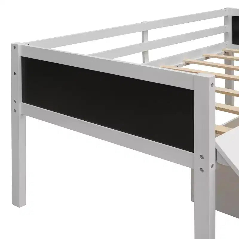 Lit mezzanine Whisen 78,5 long. x 79,2 larg. au design moderne, taille lit jumeau, en bois avec deux boîtes de rangement