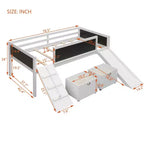 Lit mezzanine Whisen 78,5 long. x 79,2 larg. au design moderne, taille lit jumeau, en bois avec deux boîtes de rangement