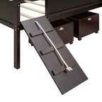 Lit mezzanine Whisen 78,5 long. x 79,2 larg. au design moderne, taille lit jumeau, en bois avec deux boîtes de rangement