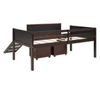 Lit mezzanine Whisen 78,5 long. x 79,2 larg. au design moderne, taille lit jumeau, en bois avec deux boîtes de rangement