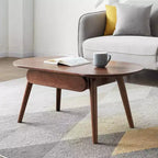 GDFStudio Belle Table Basse Ovale en Bois de Chêne Massif 39,37W avec un Tiroir