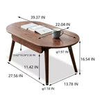 GDFStudio Belle Table Basse Ovale en Bois de Chêne Massif 39,37W avec un Tiroir