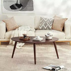 GDFStudio Adolph Table Basse Ovale Mid-Century Moderne 33.46 L en Bois de Chêne Massif à Trois Pieds
