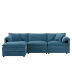 Canapé sectionnel modulaire surdimensionné en chenille Whisen Modern Design, 4 places avec double coussin et poufs mobiles