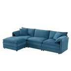 Canapé sectionnel modulaire surdimensionné en chenille Whisen Modern Design, 4 places avec double coussin et poufs mobiles