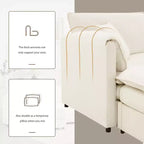 Canapé sectionnel modulaire surdimensionné en chenille Whisen Modern Design, 4 places avec double coussin et poufs mobiles