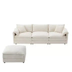 Canapé sectionnel modulaire surdimensionné en chenille Whisen Modern Design, 4 places avec double coussin et poufs mobiles