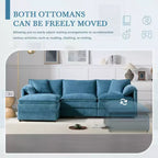 Canapé sectionnel modulaire surdimensionné en chenille Whisen Modern Design, 4 places avec double coussin et poufs mobiles