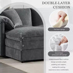 Canapé sectionnel modulaire surdimensionné en chenille Whisen Modern Design, 4 places avec double coussin et poufs mobiles