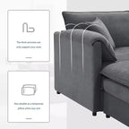 Canapé sectionnel modulaire surdimensionné en chenille Whisen Modern Design, 4 places avec double coussin et poufs mobiles